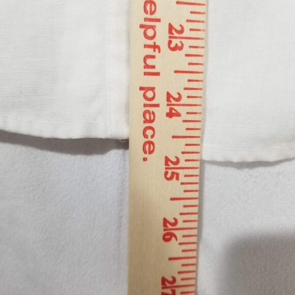 Anne Carson Linen Shirt Womens Medium Sleeveless Embellished Flower Art to Wear - Picture 7 of 8